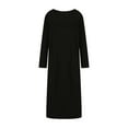 thumbnail image 6 of ZQUUVOU Women's Long Sleeve Solid Loose Maxi Dress With Pocket Muslin Girl Winter Loose Dress Black, 6 of 6