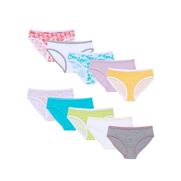Kindly Yours Girl’s Cotton Hipster Underwear, 10-Pack, Sizes S-XL