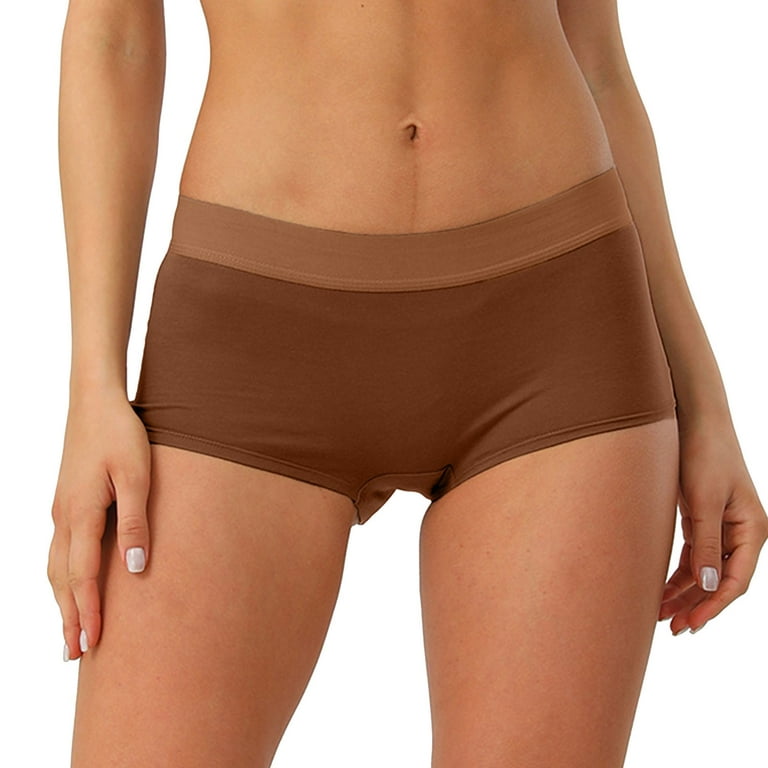 ZMHEGW Womens Underwear Tummy Control Cotton Flat Leg Pants Breathable Mid  Waist Solid Color Seamless Ladies Panties