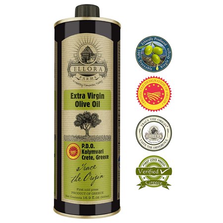 Ellora Farms | Single Estate (Kolymvari) Extra Virgin Olive Oil | Cold Pressed & Traceable | Certified PDO Koroneiki Olives, Crete, Greece | Certified Kosher | BPA Free Tin | 17 (Best Cold Pressed Olive Oil)