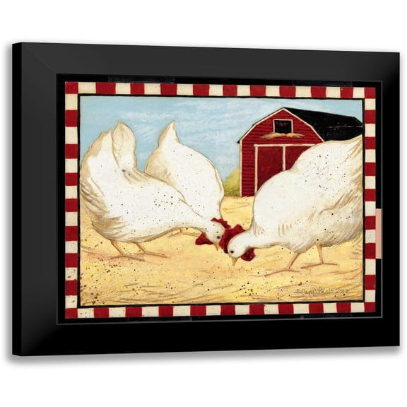 DiPaolo, Dan 14x12 Black Modern Framed Museum Art Print Titled - Red Barn Chickens