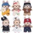 thumbnail image 1 of Set de ropa para muñecas de peluche eBuddy, 17 cm, con sombreros y accesorios, 6 unidades, 1 of 7