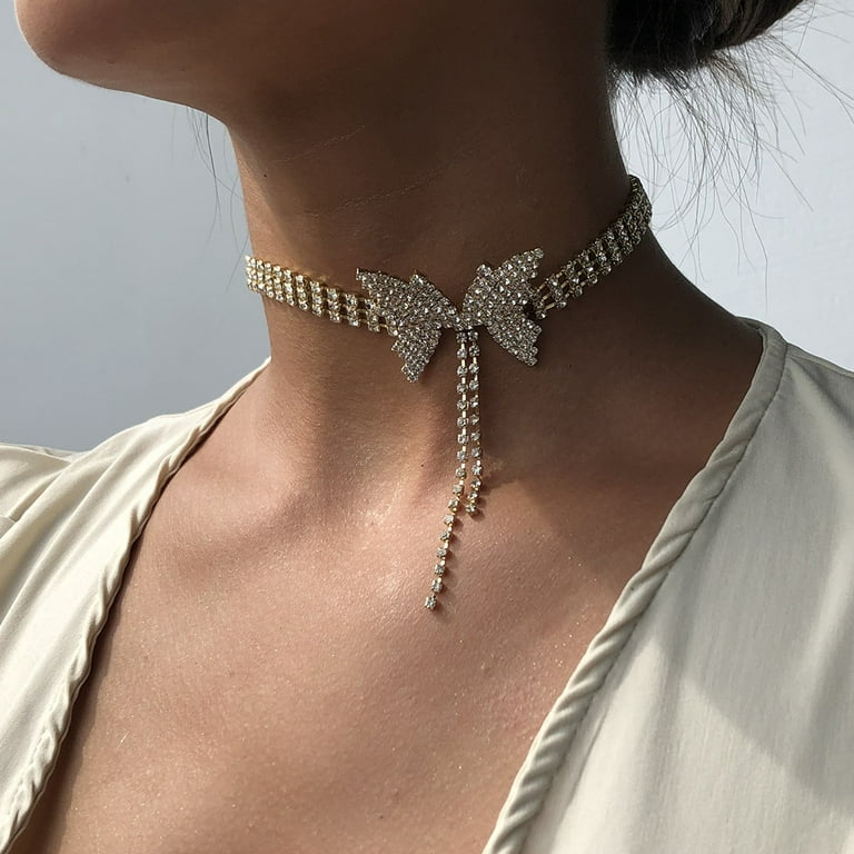 Butterfly rhinestone choker online