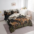 thumbnail image 2 of Manfei Mountain Family Deer 7 Pieces Full Size Bedding Sets,Wooded Pine Grove Full Size Bed in a Bag,Green Brown,Black Reversible, 2 of 7