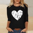 thumbnail image 3 of RXMEKW Haut à Manches 3/4, T-Shirt Ample à Manches Trois-Quarts et Col Rond Imprimé Cœur pour Femmes, 3 of 5