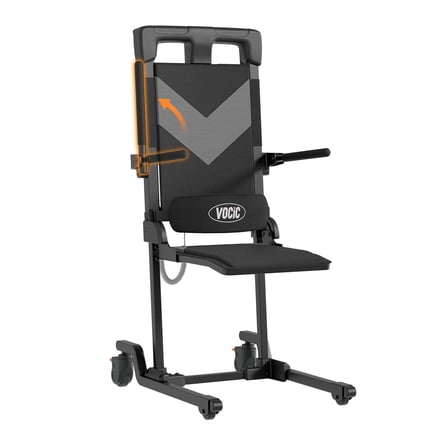 VOCIC Movable Electric Chair Lift with 4 Wheels, Portable Rolling Chair Lift with T-Stabilized Base, Short-Distance Transport, Help Stand from Floor for Seniors, Supports 440 LBS, AX35