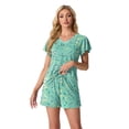 thumbnail image 6 of MINTREUS Women's Knit Pajamas Set Ruffle Sleeves Sleepwear Casual 2 Piece Pjs Soft Loungewear with Pockets, 6 of 6