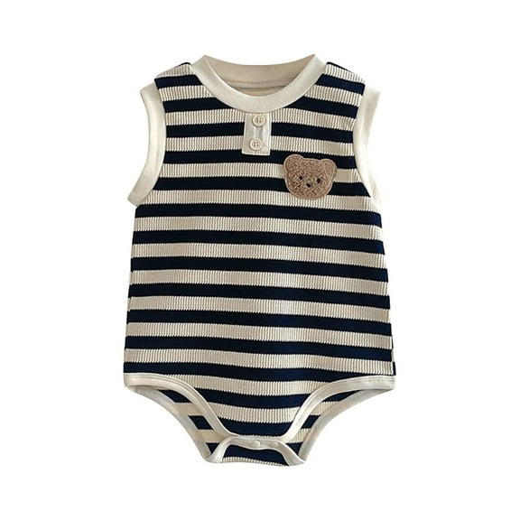 Summer Baby Girls Clothing Agkizg Baby Girls Bodysuits, Baby Girls Sleeveless Rompers, Children's Striped Round Neck Sleeveless Jumpsuit Baby Breathable Bag Fart Jacket