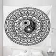 thumbnail image 1 of Tribal Tapestry, Ornate with Lace Style Blossom Patterns Inspirational Far Eastern Print, Fabric Wall Hanging Decor for Bedroom Living Room Dorm, 5 Sizes, Black White, by Ambesonne, 1 of 1