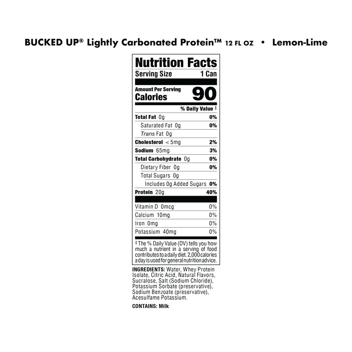 Bucked Up Lightly Carbonated Lemon Lime Protein 12 fl oz 4 Pack