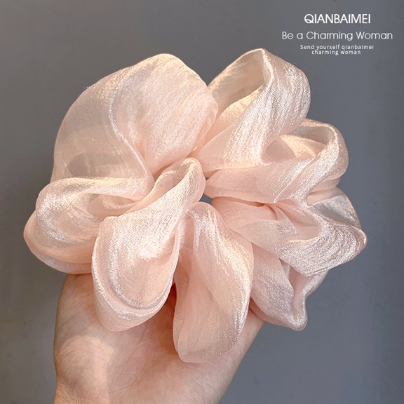 Mermaid Hime Glossy Solid Color Large Intestine Ring Korean Girl Large Hairband Back of Head Tie Hair Head Rope Leather Ring Hair Accessories