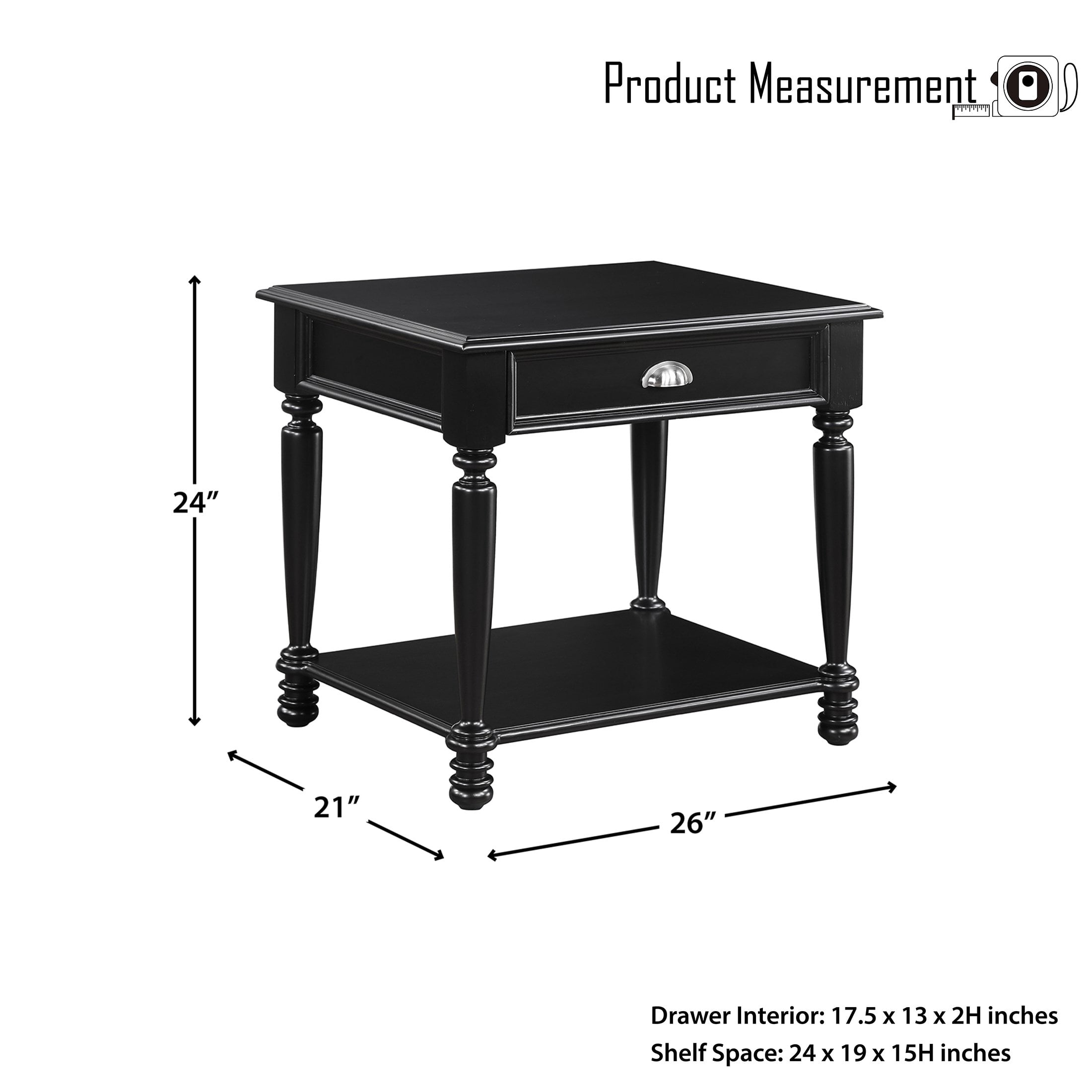 OakvillePark Wahkeena End Table, Black