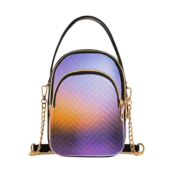 Vzayyk Crossbody Handbag With Detachable Chain Strap Multi-Zipper Pockets Purple Soft Focus