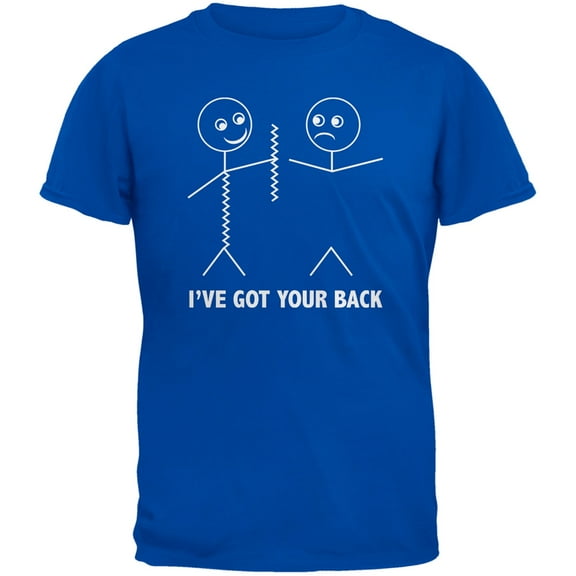 I've Got Your Back Stick Figure Blue Adult T-Shirt - Large