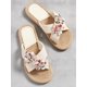 thumbnail image 1 of Colorblock Flower Decor Cross Strap Slides, 1 of 5