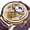 Gold-White, variant on Classic Fashion Design Men's Mechanical Watch with Royal Golden Dial, Blue Hands, and Brown Retro Leather Band