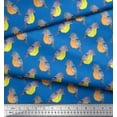 thumbnail image 2 of Soimoi Blue Viscose Chiffon Fabric American Robin Bird Decor Fabric Printed BTY 42 Inch Wide, 2 of 3