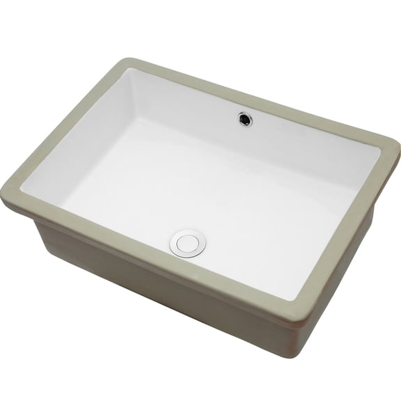 22x15.5 Inch White Ceramic Rectangular Undermount Bathroom Sink / Stain-Resistant, Space-Saving for Home and Office