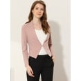 thumbnail image 3 of Chaqueta Corta Casual de Negocios de oficina sin cuello Allegra K Rosa Oscuro XS, 3 of 5