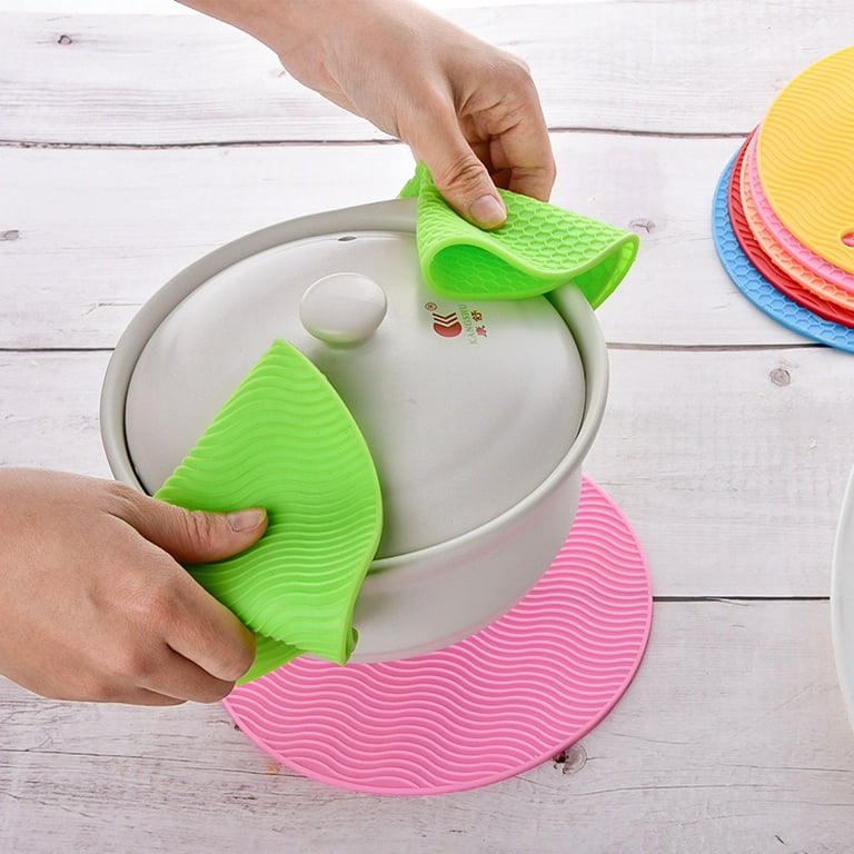 Silicone Pot Holder And Oven Mitts,Multipurpose Non-Slip Insulation  Honeycomb Rubber Hot Pads Trivet 