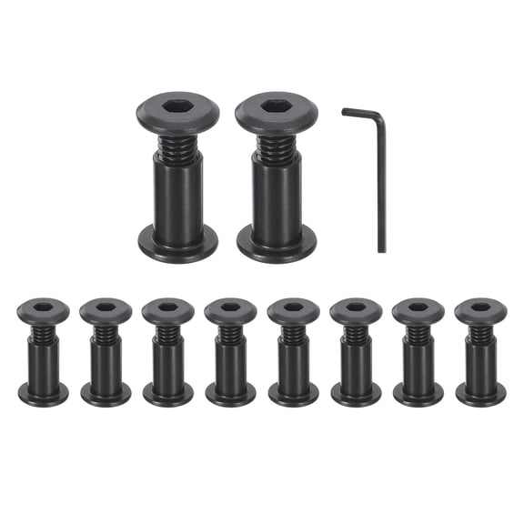 Uxcell 10Sets M8x20mm Hex Drive Socket Cap Bolt M8x18mm Nuts with Hex Wrench Black