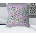 thumbnail image 2 of 26" X 26" Purple And Yellow Bird Blown Seam Floral Indoor Outdoor Throw Pillow, 2 of 5