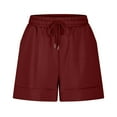 thumbnail image 4 of Tdoqot Womens Athletic Shorts with Pockets- Casual Elastic Waist Summer Quick-Dry Cotton Active Running Shorts Wine Size M, 4 of 8