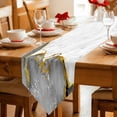 thumbnail image 2 of Table Runners 72 Inches Long, Gray Gold Marble Cotton Linen Kitchen Dining Coffee Table Runner for Party Home Decor, Modern Abstract Marble Crack Texture Tabletop Dresser Scarves Runner 18x72 Inch, 2 of 9