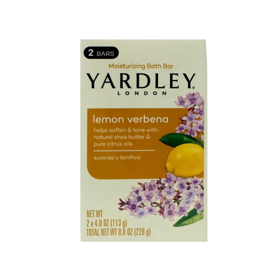 Yardley London Lemon Verbena Moisturizing Bar Soap, with Natural Shea Butter & Pure Citrus Oils, Twin Pack, 2 Bars, 4 oz Each