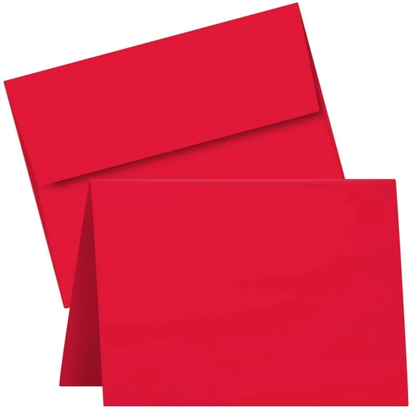 A7 Red Blank Greeting Cards with Envelopes – Great for Holiday, Christmas and New Year Cards | 5” x 7” (Folded) | 25 per Pack