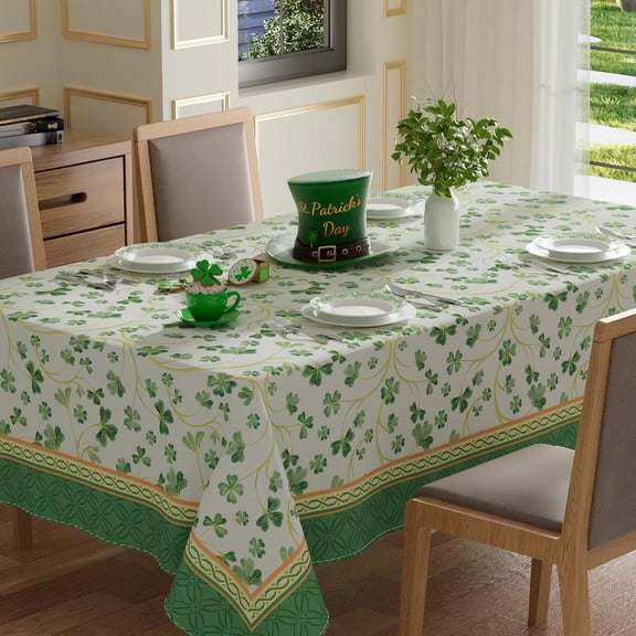 Shamrocks Clovers St. Patrick''s Day Tablecloth Rectangle Table Cloth Washable Table Covers for Indoor Dining Home Party Decorations 60x120 Inch