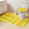 thumbnail image 4 of Green Yellow Gradient Bathroom Rugs Set Minimalist Art Ombre Striped Texture Non Slip Absorbent Soft Bath Mats 3 Piece Set with Bathroom Rug, U-Shaped Floor Mat, Toilet Seat Cover Large Size, 4 of 9