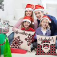 thumbnail image 3 of Juego de 4 fundas de almohada decorativas YONGSHENG lino y algodón rojo con copos de nieve, 3 of 5