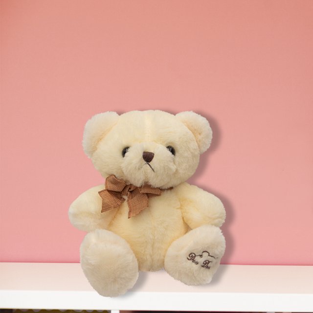 Peluche en Forma de Osito con Moño Beige