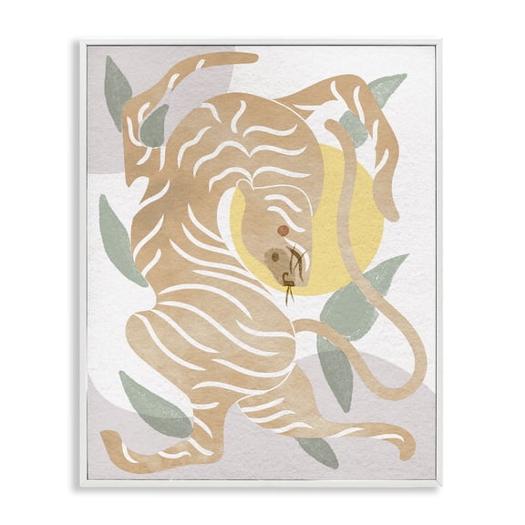 Stupell Industries Modern Abstract Tiger Geometric Pattern White Framed Giclee Art, 16 x 20, by Lil' Rue