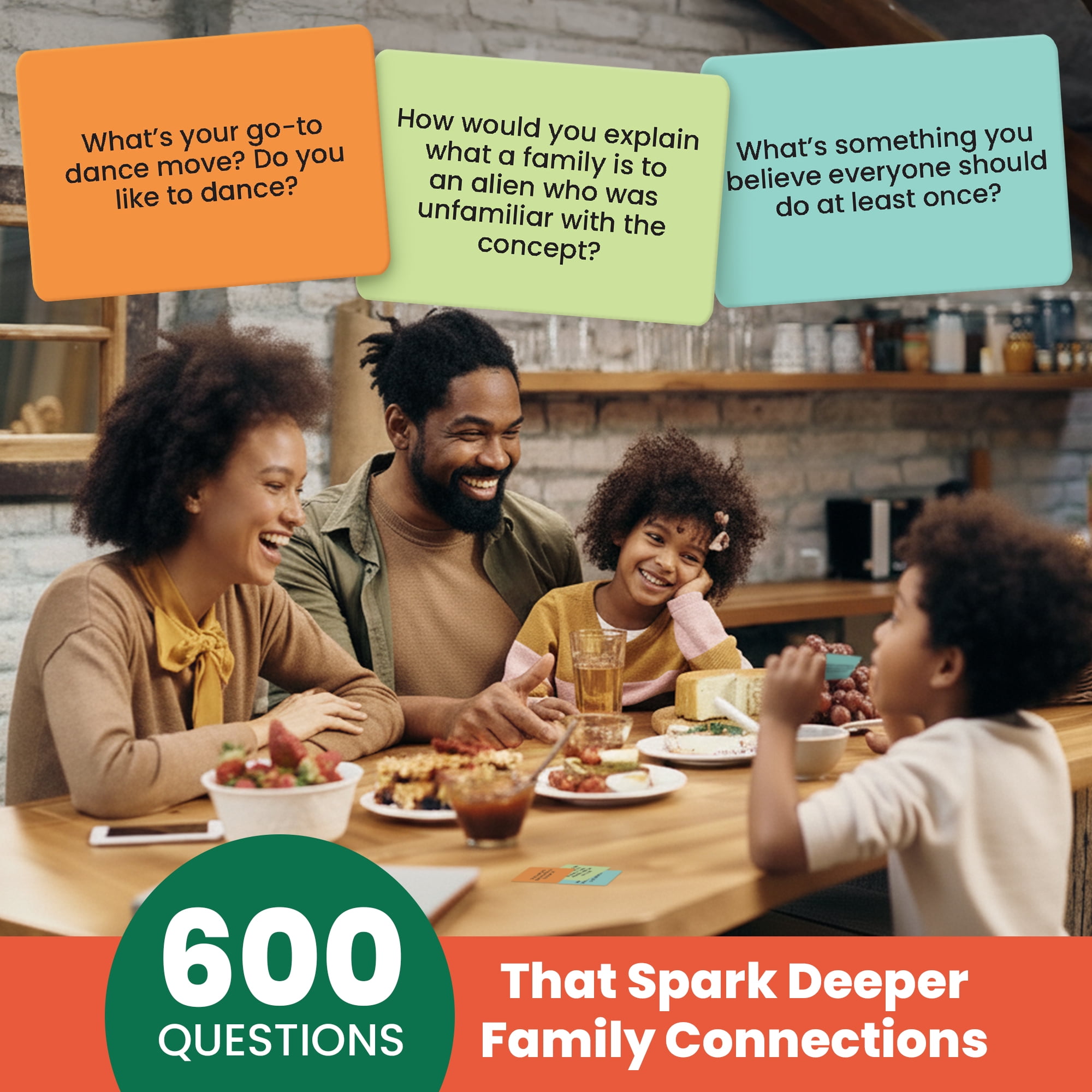 600 Conversation Cards for Families – Fun Conversation Starters Card Game for Adults and Families – Road Trip Must Have Travel Game to Get to Know Your Family - Kids Dinner Time
