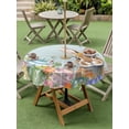 thumbnail image 3 of Easter Bunny Outdoor Tablecloth - 60 Inch Round Dining Table Cover, Colorful Easter Eggs Eucalyptus Teal Wooden Waterproof Outdoor Table Cloth with Umbrella Hole & Zipper for Picnic/Patio/Party, 3 of 7