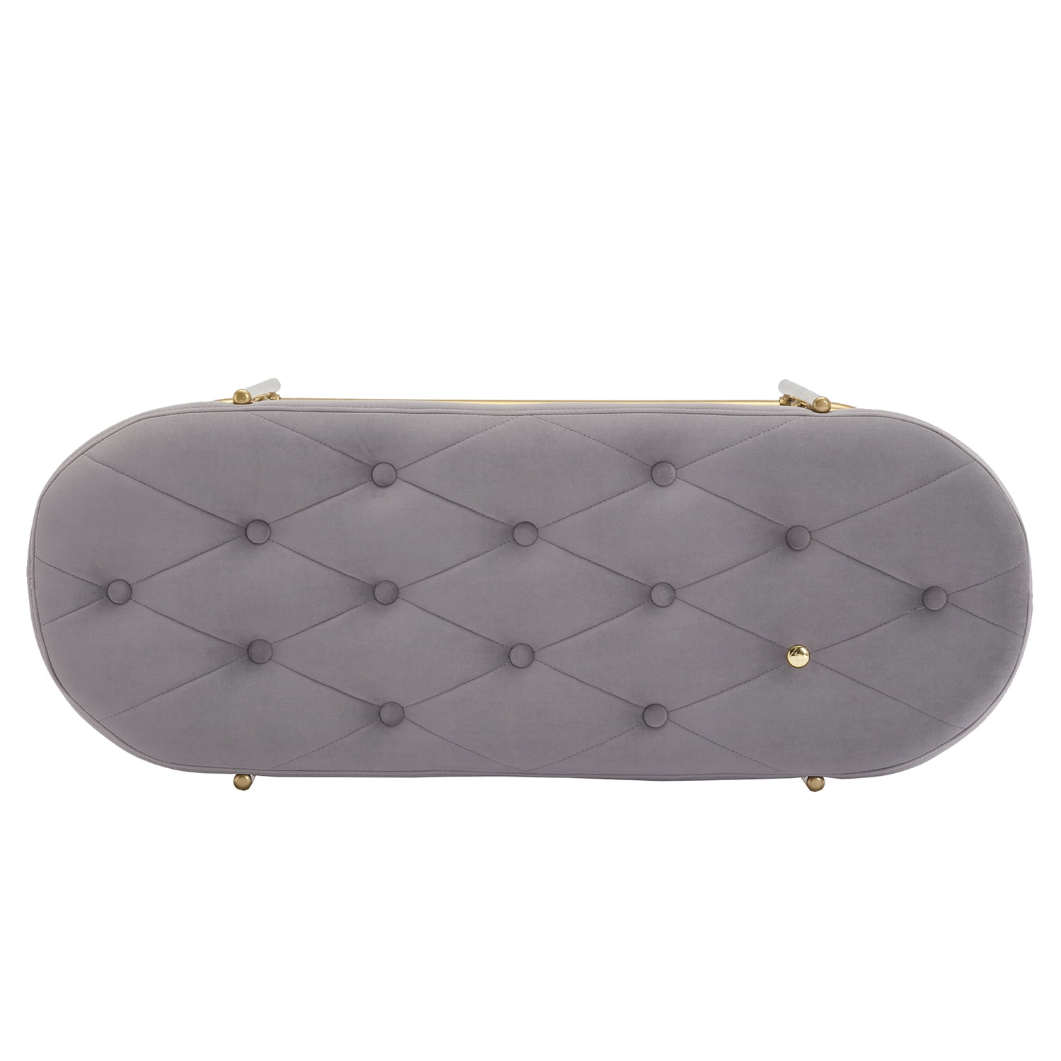 Kadyn Upholstered Velvet Beach, End of Bed Bench with 2 Shelf, Storage Beach for Living Room, Entrance, Grey
