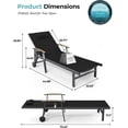 thumbnail image 2 of Aluminum Chaise Lounge Chair Wheels Armrests, 5-Position Patio Pool Chair 400lb,Black, 2 of 8