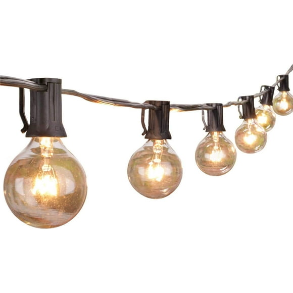 Guirlandes Lumineuses Extérieures 25 Pieds G40 Globe Lumières de Patio avec 27 Ampoules en Verre Edison (2 de Rechange), Lumière Suspendue Étanche et Connectable pour Cour Arrière, Véranda, Balcon, Déco de Fête, Douille E12, Noir