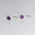 thumbnail image 6 of Sterling Silver Half Huggie Hoop Piercing Earrings for Women, Hypoallergenic Hug Cartilage Earring Studs (Amethyst 3mm/ 18 gauge), 6 of 9