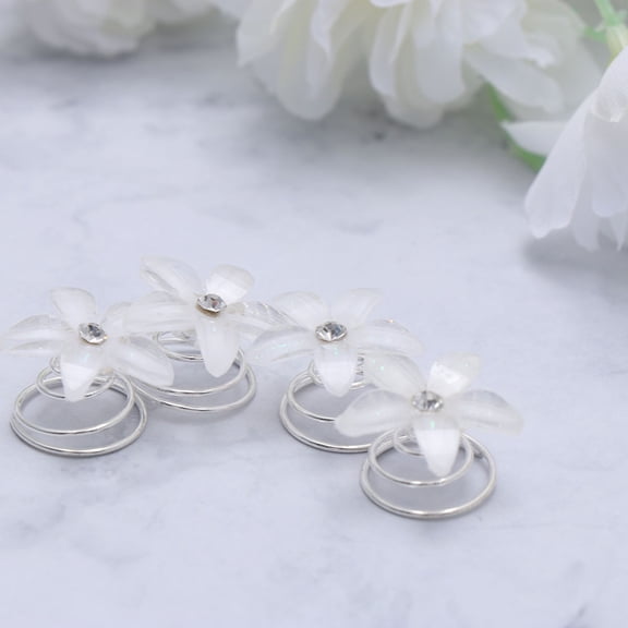 ROSENICE 10Pcs Spiral Hair Accessories Flower Hair Clips White Alloy for Women Girls Brides Simple and Practical