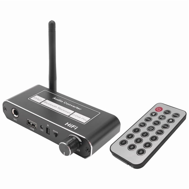 Convertidor InaláMbrico HIFI Bluetooth 5.2 Receptor Audio Coaxial una R/L 3.5Mm Adaptador Auxiliar con U Disk Play Mic