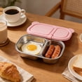 thumbnail image 3 of 2-Compartment Stainless Steel Snack Containers with Silicone Lids, Meal Prep Containers for Easter Storage, Leak-Proof Bento Boxes for Snacks/Meals, Rust-Resistant Food Containers, 7*2*2in, Pink, 3 of 5