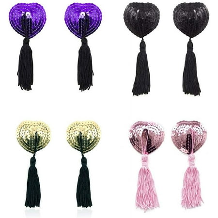 TureClos Women Nipple Covers Invisible Breast Petals Adhesive Bra for Women Nipple Cover Stickers with Tassel