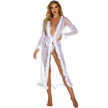 

[Big Clear!]y Plus Size Lace Sleep Lingerie Satin Sleepwear S-4XL Fashion y Sleepwear Large Size Night Dr Lingerie Women Front Closure Nightwear y Lace Temptation Underwear Nightdr