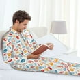 thumbnail image 6 of Lsque Fast Food 2 Pattern Long Sleeve Pajama Set for Men - Soft 2-Piece Sleepwear and Loungewear Set with Pockets, Comfy Nightwear-X-Large, 6 of 7