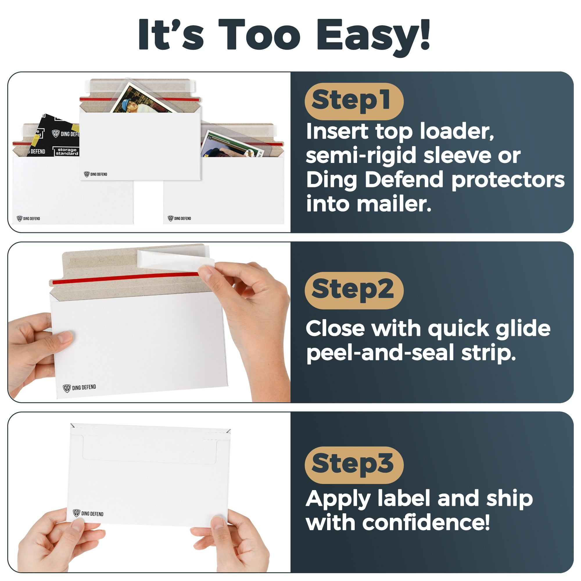 Storage Standard Card Shipping Envelopes, White - 510 Pack - 7 x 4.35 Inches Self-Adhesive Trading Cards, Perfect Fit for Semi-Rigid Sleeves, Top Loaders & Ding Defend Protectors