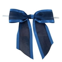 Pre-Tied Navy Blue Organza Bows - 4 1/2" Wide, Set of 12, Craft Ribbon Bow, Satin Edge, Memorial Day, Wedding, Party Favors, 4th of July, Birthday, Christmas, President's Day