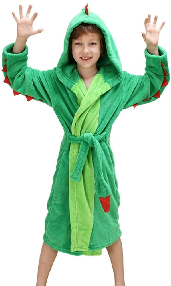 Sleepwear & Robes Dinosaur Fleece Robe DREAMOWL Boys Girls Plush Hooded Bathrobe